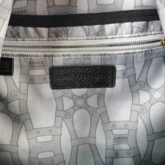 Aimee Kestenberg Tamitha Black Pebbled Leather Center Zip Backpack Gold Hardware - Picture 10 of 10